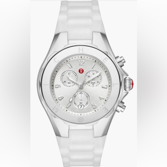 Michele Tahitian Jelly Bean White Silicone Chrono Women’s Watch 
MWW12000090 - Picture 4 of 5